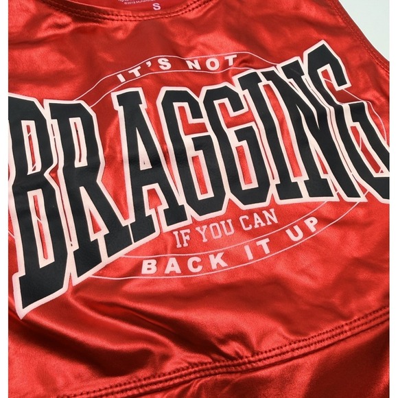 Muhammad Ali Boxing Set Womens Small Red Black Satin Shorts Crop Top NWT - Picture 6 of 7